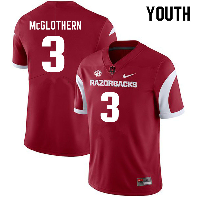 Youth #3 Dwight McGlothern Arkansas Razorbacks College Football Jerseys Sale-Cardinal - Click Image to Close